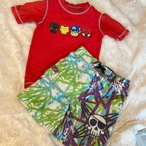 Boys RashGuard and Swim Trunks Sz 4T